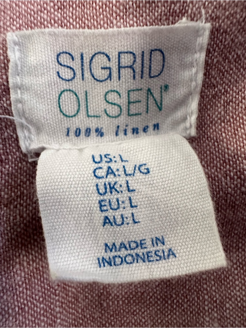 Sigrid Olsen Women Pink 100% Linen Button Down Tunic Shirt Long Sleeve Size L - Picture 2 of 5